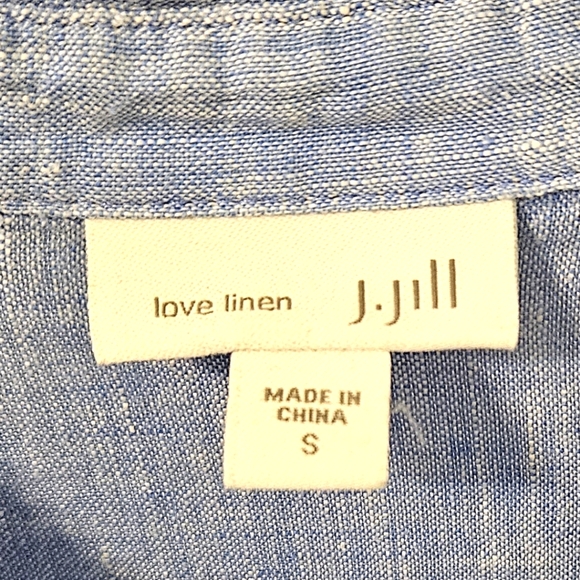 J. Jill Love Linen 100% Linen Tunic Top Button Up Lightweight Spring Blue Small - Picture 5 of 9